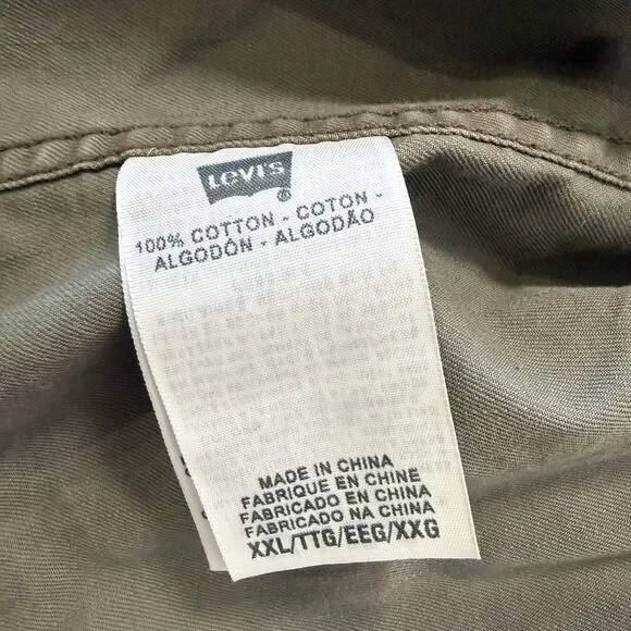 Levi's Men's XXL Field Jacket Olive Brown Canvas Utility Cargo Chore Coat Shell - Picture 6 of 10